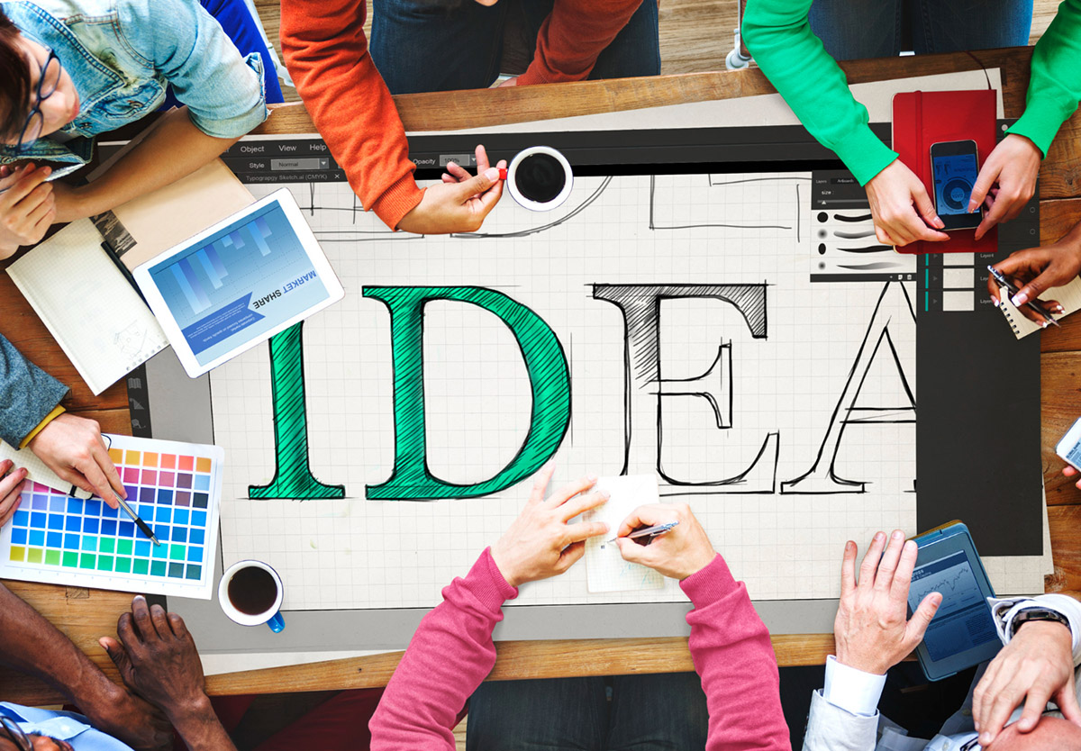 team meeting sharing about ideas together